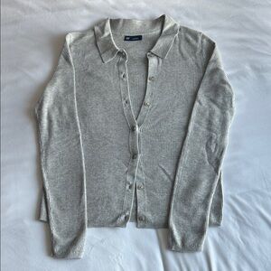 GAP Women's Gray Collared Cardigan Sweater